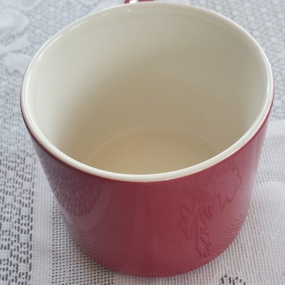 Starbucks 2012 Coffee Mug 14 oz Stackable Red Etch Embossed White Logo Large - Picture 3 of 7